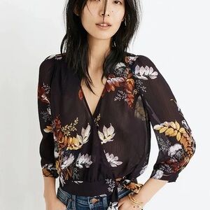 Madewell floral oasis wrap top xs